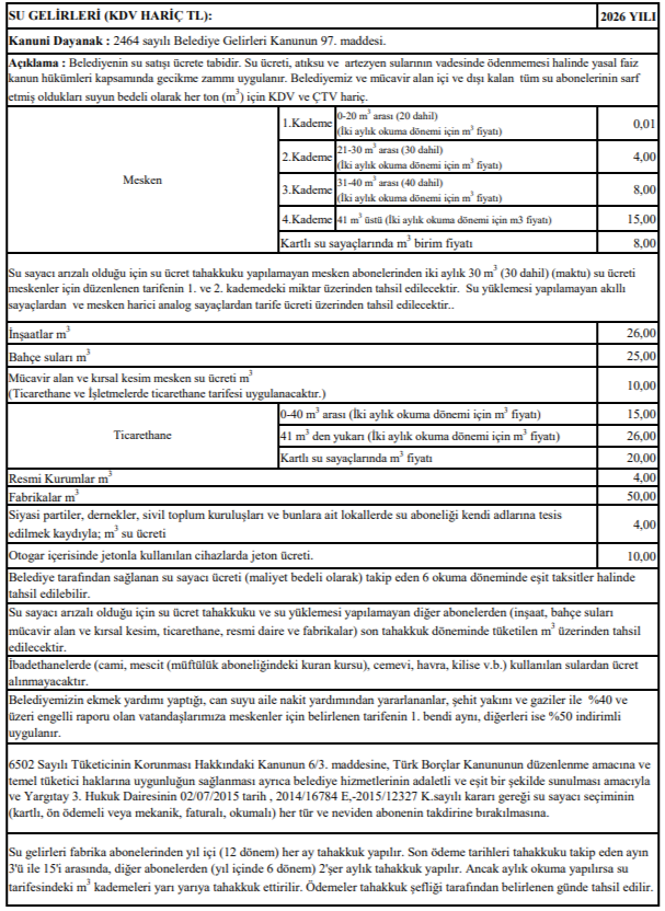 Su Ücretleri